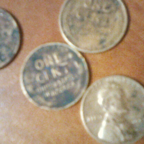 Old pennies from 1944 through 1976